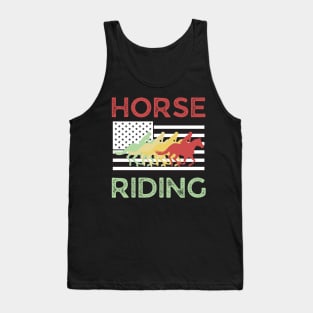 Horse Riding Team Vintage American Flag Tank Top